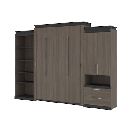 Bestar Orion 124W Queen Murphy Bed with Multifunctional Storage (125W), Bark Gray & Graphite 116873-000047